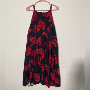 TORRID Black Red Rose High Neck Skater Dress Size 20